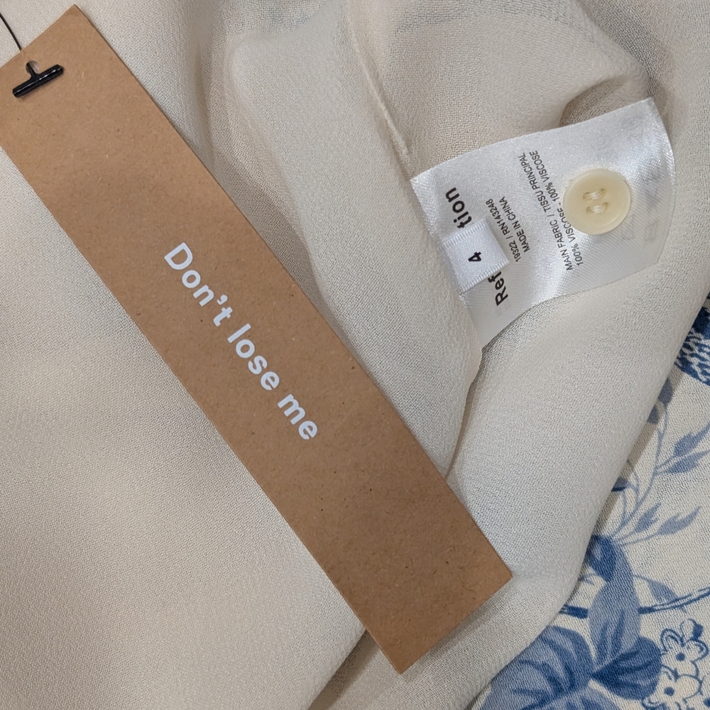 NWT REFORMATION COnrad Pompadour Floral Blue and White Dress 4 - Picture 8 of 8